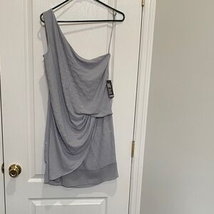 Express Women's silver rhinestone Mini Dress in grey.